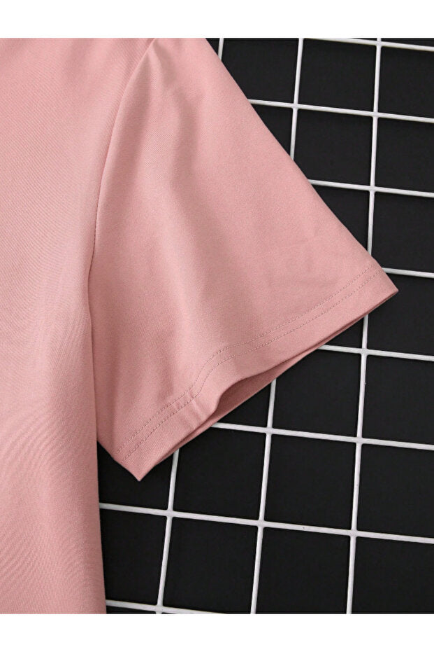 Gülen Yüz Detaylı Bisiklet Yaka Basic T-shirt