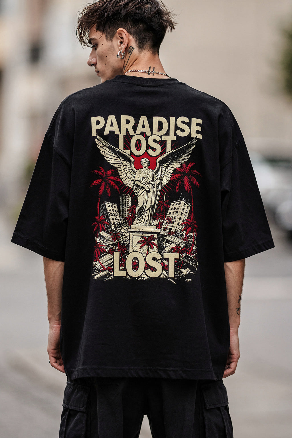 Unisex Oversize Graphic Tişört — Siyah